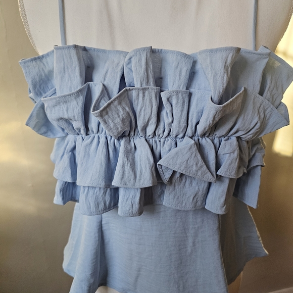 Sienna Sky Powder Blue Ruffle Tiered Spaghetti Strap Camisole - Picture 3 of 7